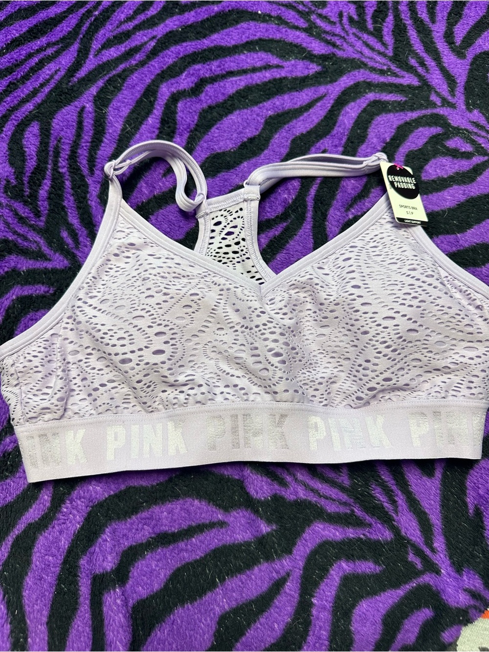 PINK Victoria's Secret Light Lavender Lace Bralette with Elastic Band